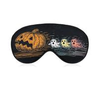 Sleep Eye Mask Halloween Pumpkin Three Cartoon Ghosts Sleep Mask for Women Men Adjustable Strap Blindfold Eye Cover for Travel Yoga Nap Shift Work