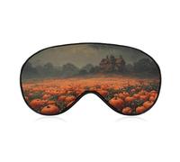 Sleep Eye Mask Halloween Pumpkins Field Spooky Houses Sleep Mask for Women Men Adjustable Strap Blindfold Eye Cover for Travel Yoga Nap Shift Work