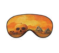 Sleep Eye Mask Halloween Pumpkins Skull Faces Sleep Mask for Women Men Adjustable Strap Blindfold Eye Cover for Travel Yoga Nap Shift Work