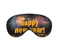 Sleep Eye Mask Happy New Year Fireworks Over The City Sleep Mask for Women Men Adjustable Strap Blindfold Eye Cover for Travel Yoga Nap Shift Work