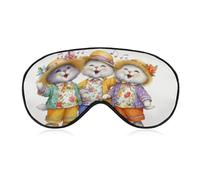 Sleep Eye Mask Happy Smiling Cats in Summer Outfits Singing Sleep Mask for Women Men Adjustable Strap Blindfold Eye Cover for Travel Yoga Nap Shift Work