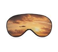 Sleep Eye Mask Helicopter Above Golden Ocean Waters Sleep Mask for Women Men Adjustable Strap Blindfold Eye Cover for Travel Yoga Nap Shift Work