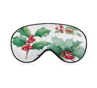 Sleep Eye Mask Holly and Red Fruits. Sleep Mask for Women Men Adjustable Strap Blindfold Eye Cover for Travel Yoga Nap Shift Work