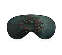 Sleep Eye Mask Holly Wreath with Red Berries and Pine Cones Sleep Mask for Women Men Adjustable Strap Blindfold Eye Cover for Travel Yoga Nap Shift Work