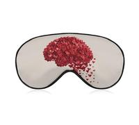 Sleep Eye Mask Human Brain Red Hearts Sleep Mask for Women Men Adjustable Strap Blindfold Eye Cover for Travel Yoga Nap Shift Work