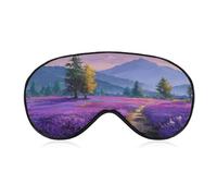 Sleep Eye Mask Lavender Field with Mountains Sleep Mask for Women Men Adjustable Strap Blindfold Eye Cover for Travel Yoga Nap Shift Work