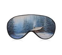 Sleep Eye Mask Log Cabin in A Snowy Forest Sleep Mask for Women Men Adjustable Strap Blindfold Eye Cover for Travel Yoga Nap Shift Work