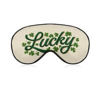 Sleep Eye Mask Lucky in Cursive Script Shamrocks Sleep Mask for Women Men Adjustable Strap Blindfold Eye Cover for Travel Yoga Nap Shift Work