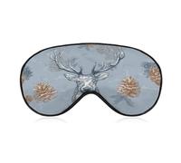 Sleep Eye Mask Majestic Deer and Pine Cones Sleep Mask for Women Men Adjustable Strap Blindfold Eye Cover for Travel Yoga Nap Shift Work