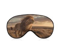 Sleep Eye Mask Majestic Lion Open Grassland Sleep Mask for Women Men Adjustable Strap Blindfold Eye Cover for Travel Yoga Nap Shift Work