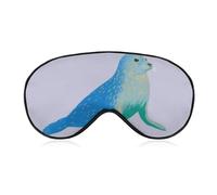 Sleep Eye Mask Minimalist Sea Lion Green Blue Sleep Mask for Women Men Adjustable Strap Blindfold Eye Cover for Travel Yoga Nap Shift Work