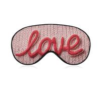Sleep Eye Mask Minimalistic Pink Knitted Yarn Love Word Sleep Mask for Women Men Adjustable Strap Blindfold Eye Cover for Travel Yoga Nap Shift Work