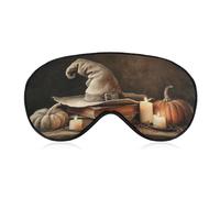 Sleep Eye Mask Old Witch's Hat and Magic Books Sleep Mask for Women Men Adjustable Strap Blindfold Eye Cover for Travel Yoga Nap Shift Work