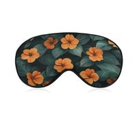 Sleep Eye Mask Orange Flowers with Green Leaves Sleep Mask for Women Men Adjustable Strap Blindfold Eye Cover for Travel Yoga Nap Shift Work