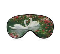 Sleep Eye Mask Pair of Swans in The Lake Rose Sleep Mask for Women Men Adjustable Strap Blindfold Eye Cover for Travel Yoga Nap Shift Work