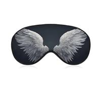 Sleep Eye Mask Pair of White Feathered Angle Wings Sleep Mask for Women Men Adjustable Strap Blindfold Eye Cover for Travel Yoga Nap Shift Work