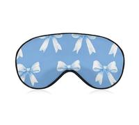 Sleep Eye Mask Pale Blue White Bow Pattern Watercolor Sleep Mask for Women Men Adjustable Strap Blindfold Eye Cover for Travel Yoga Nap Shift Work