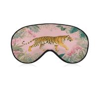 Sleep Eye Mask Pastel Jungle Tiger Walking on Pink Sleep Mask for Women Men Adjustable Strap Blindfold Eye Cover for Travel Yoga Nap Shift Work
