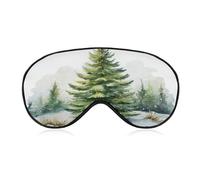 Sleep Eye Mask Pine Tree Watercolor Winter Sleep Mask for Women Men Adjustable Strap Blindfold Eye Cover for Travel Yoga Nap Shift Work