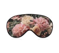 Sleep Eye Mask Pink and Peach Peonies Sleep Mask for Women Men Adjustable Strap Blindfold Eye Cover for Travel Yoga Nap Shift Work