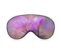 Sleep Eye Mask Pink and Purple Tulips Sleep Mask for Women Men Adjustable Strap Blindfold Eye Cover for Travel Yoga Nap Shift Work