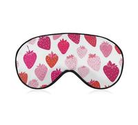 Sleep Eye Mask Pink and Red Strawberries Pattern Sleep Mask for Women Men Adjustable Strap Blindfold Eye Cover for Travel Yoga Nap Shift Work