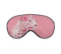 Sleep Eye Mask Pink and White Leopard with A Flower Sleep Mask for Women Men Adjustable Strap Blindfold Eye Cover for Travel Yoga Nap Shift Work