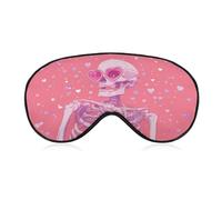 Sleep Eye Mask Pink Skeleton in Heart-Shaped Sunglasses Sleep Mask for Women Men Adjustable Strap Blindfold Eye Cover for Travel Yoga Nap Shift Work