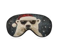 Sleep Eye Mask Polar Bear Wearing Glasses with Falling Snow Sleep Mask for Women Men Adjustable Strap Blindfold Eye Cover for Travel Yoga Nap Shift Work