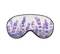 Sleep Eye Mask Preppy Lavender Flowers Watercolor Sleep Mask for Women Men Adjustable Strap Blindfold Eye Cover for Travel Yoga Nap Shift Work