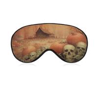 Sleep Eye Mask Pumpkins and Skulls Halloween Dark Horror Sleep Mask for Women Men Adjustable Strap Blindfold Eye Cover for Travel Yoga Nap Shift Work