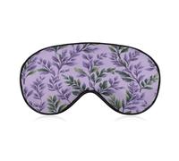 Sleep Eye Mask Purple Lavender and Sage Green Foliage Sleep Mask for Women Men Adjustable Strap Blindfold Eye Cover for Travel Yoga Nap Shift Work