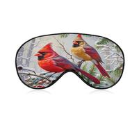 Sleep Eye Mask Red Birds on Snow-Covered Pine Branches Sleep Mask for Women Men Adjustable Strap Blindfold Eye Cover for Travel Yoga Nap Shift Work