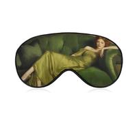 Sleep Eye Mask Red Hair Woman Lying on The Green Sofa Sleep Mask for Women Men Adjustable Strap Blindfold Eye Cover for Travel Yoga Nap Shift Work