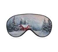 Sleep Eye Mask Red House in The Snow Winter Sleep Mask for Women Men Adjustable Strap Blindfold Eye Cover for Travel Yoga Nap Shift Work
