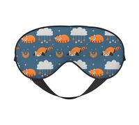 Sleep Eye Mask Red Panda Moon Cloud Star Sleep Mask for Women Men Comfortable Eye Mask with Adjustable Strap Soft Eye Cover Blindfold for Travel Yoga Nap Shift Work