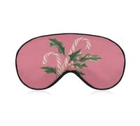 Sleep Eye Mask Retro Candy Canes Mistletoe Sleep Mask for Women Men Adjustable Strap Blindfold Eye Cover for Travel Yoga Nap Shift Work