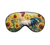 Sleep Eye Mask Rooster Sunflowers Watercolor Sleep Mask for Women Men Adjustable Strap Blindfold Eye Cover for Travel Yoga Nap Shift Work
