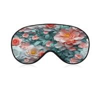 Sleep Eye Mask Roses Peonies and Wildflowers Garden Sleep Mask for Women Men Adjustable Strap Blindfold Eye Cover for Travel Yoga Nap Shift Work