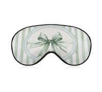 Sleep Eye Mask Sage Green Watercolor Ribbon Bow Oval Frame Sleep Mask for Women Men Adjustable Strap Blindfold Eye Cover for Travel Yoga Nap Shift Work