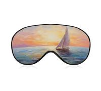 Sleep Eye Mask Sailboat in The Ocean Sleep Mask for Women Men Adjustable Strap Blindfold Eye Cover for Travel Yoga Nap Shift Work