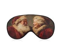 Sleep Eye Mask Santa Claus and His Wife Vintage Sleep Mask for Women Men Adjustable Strap Blindfold Eye Cover for Travel Yoga Nap Shift Work