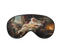 Sleep Eye Mask Santa Claus Sitting in Armchair Reading Sleep Mask for Women Men Adjustable Strap Blindfold Eye Cover for Travel Yoga Nap Shift Work