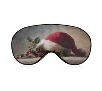 Sleep Eye Mask Santa Hat and Holly Vintage Sleep Mask for Women Men Adjustable Strap Blindfold Eye Cover for Travel Yoga Nap Shift Work