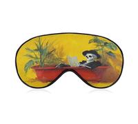 Sleep Eye Mask Skeleton Reading in A Red Bathtub Sleep Mask for Women Men Adjustable Strap Blindfold Eye Cover for Travel Yoga Nap Shift Work