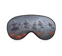 Sleep Eye Mask Skeletons Dancing in Pumpkins Field Sleep Mask for Women Men Adjustable Strap Blindfold Eye Cover for Travel Yoga Nap Shift Work