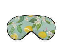 Sleep Eye Mask,Sleep Eye Elastic Mask,Unisex Comfortable Sleeping Eye Mask Cover for Airplane Travel Yoga Nap Compatible with Tropical Fruits Mint Green Leaves Flowers Watercolor Lemon