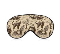 Sleep Eye Mask,Sleep Eye Elastic Mask,Unisex Comfortable Sleeping Eye Mask Cover for Airplane Travel Yoga Nap Compatible with Halloween Decorations Black Cat Bat Pumpkin Skull Party Pattern