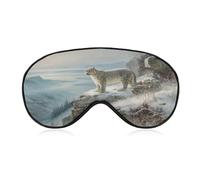 Sleep Eye Mask Snow Leopard on A Mountain Ledge Sleep Mask for Women Men Adjustable Strap Blindfold Eye Cover for Travel Yoga Nap Shift Work