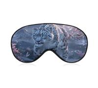Sleep Eye Mask Snow Leopard with Blue Eyes Sleep Mask for Women Men Adjustable Strap Blindfold Eye Cover for Travel Yoga Nap Shift Work